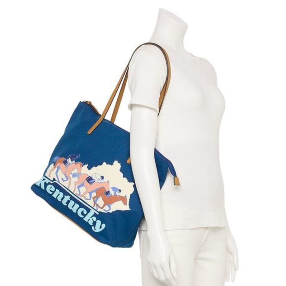 NEW Sonoma Goods For Life® BLUE & TAN Kentucky Canvas Tote Bag